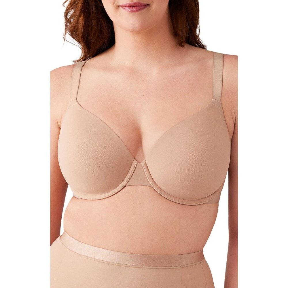 🆕WACOAL Shape Revelation Shallow Top T-Shirt Underwire Bra 36G Beige #853387